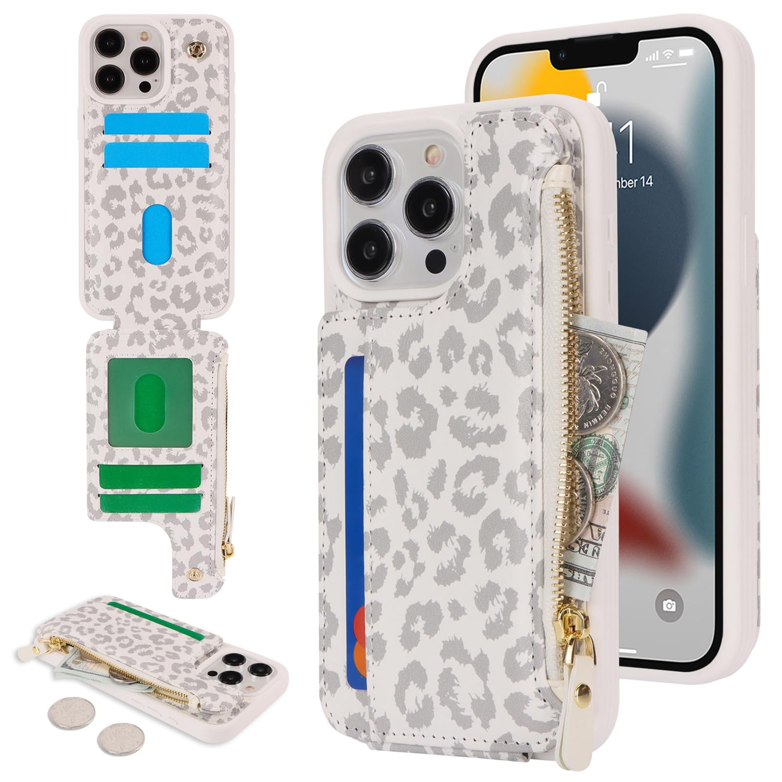 Étui à fermeture éclair portefeuille iPhone 12 Pro Max