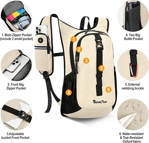 Miniatura 2 de Seektop Mochila de senderismo pequeña de 15 litros para mujeres y hombres, mochila ligera con bolsillo para teléfono para viajes y campamento