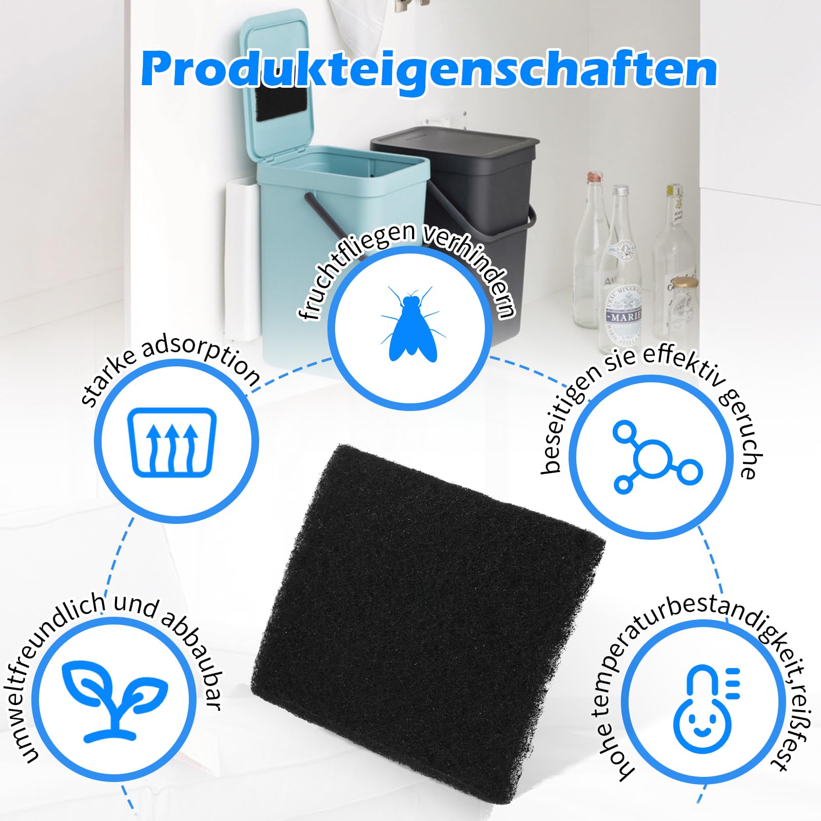 Pack De 4 Filtres à Charbon Actif - Élimine Les Odeurs De Litière, Poubelle Et Compost - 13