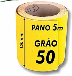 Lixa Para Madeira Pano Rolo 5m x 15cm Grãos a Escolher 36 40 50 60 80 100 120 150 180 220 (GRÃO 50)