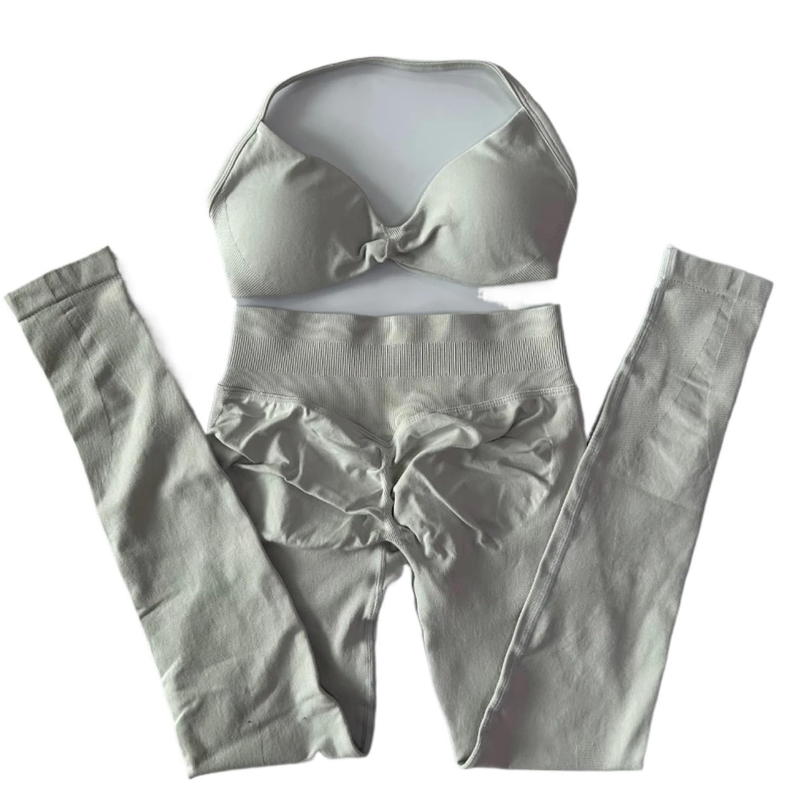 Sport Set Damen 2-teiliges Set mit Riemchen-Yoga-BH, Sport-Top, Workout-Leggings-Set, nahtloses Fitnessstudio-Set, Fitness-Kleidung, Outfit(Color 33,L)