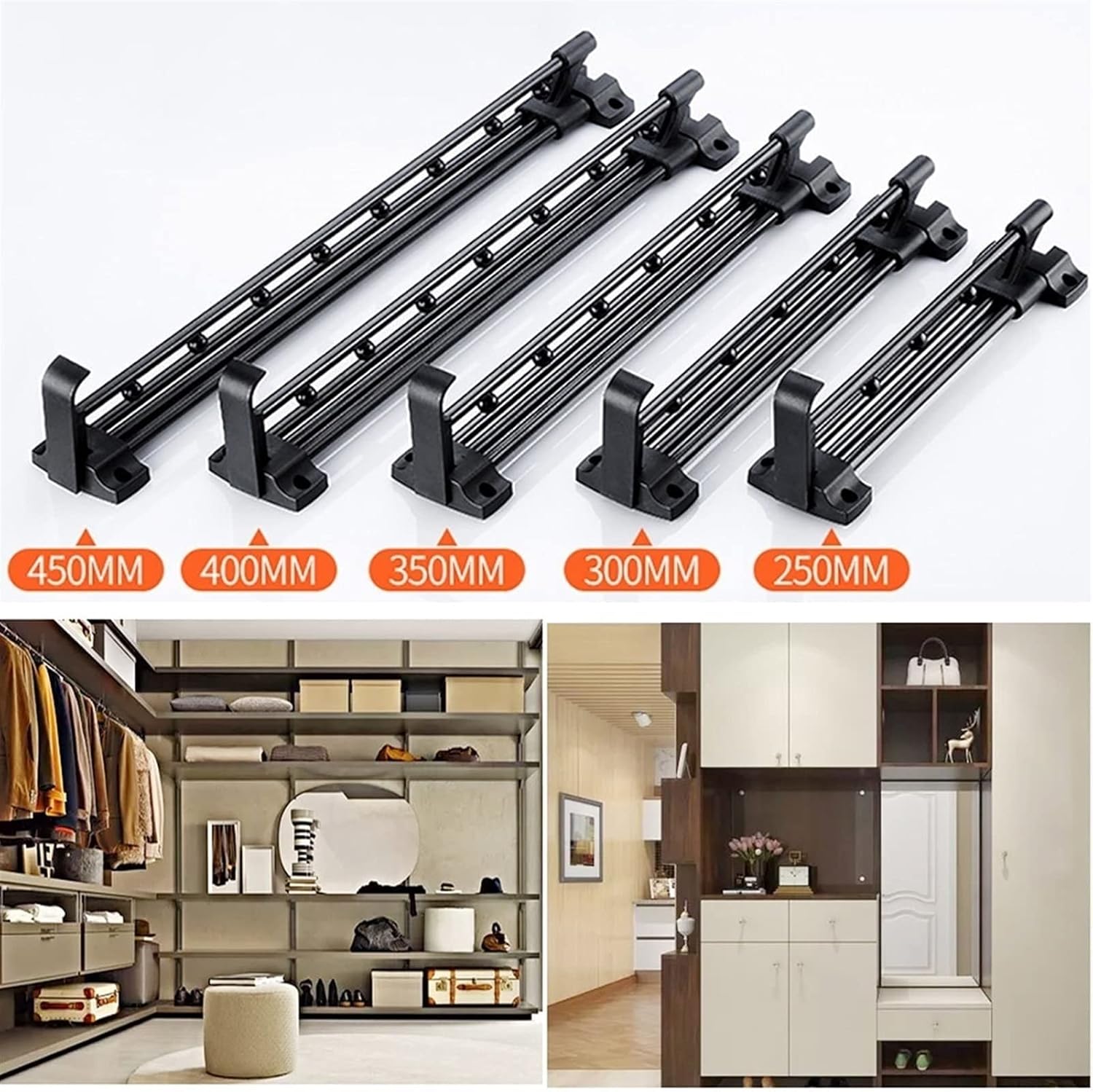 Closet Rod Garment Bar, Hanging Clothes Rods - Sliding Wardrobe Closet Rod, Wardrobe Clothes Rails, Sliding Telescopic Rod For Wardrobe Wardrobe Laundry Room, Space Saving Hangers Organizer(400MM/15.7
