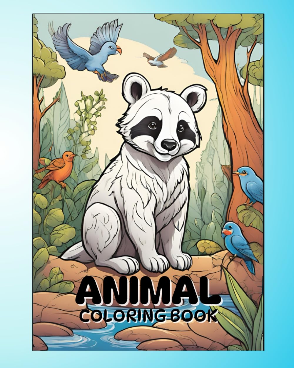 Children's book with 30 coloring pages featuring cute animal pictures, ideal for developing children's motor skills.