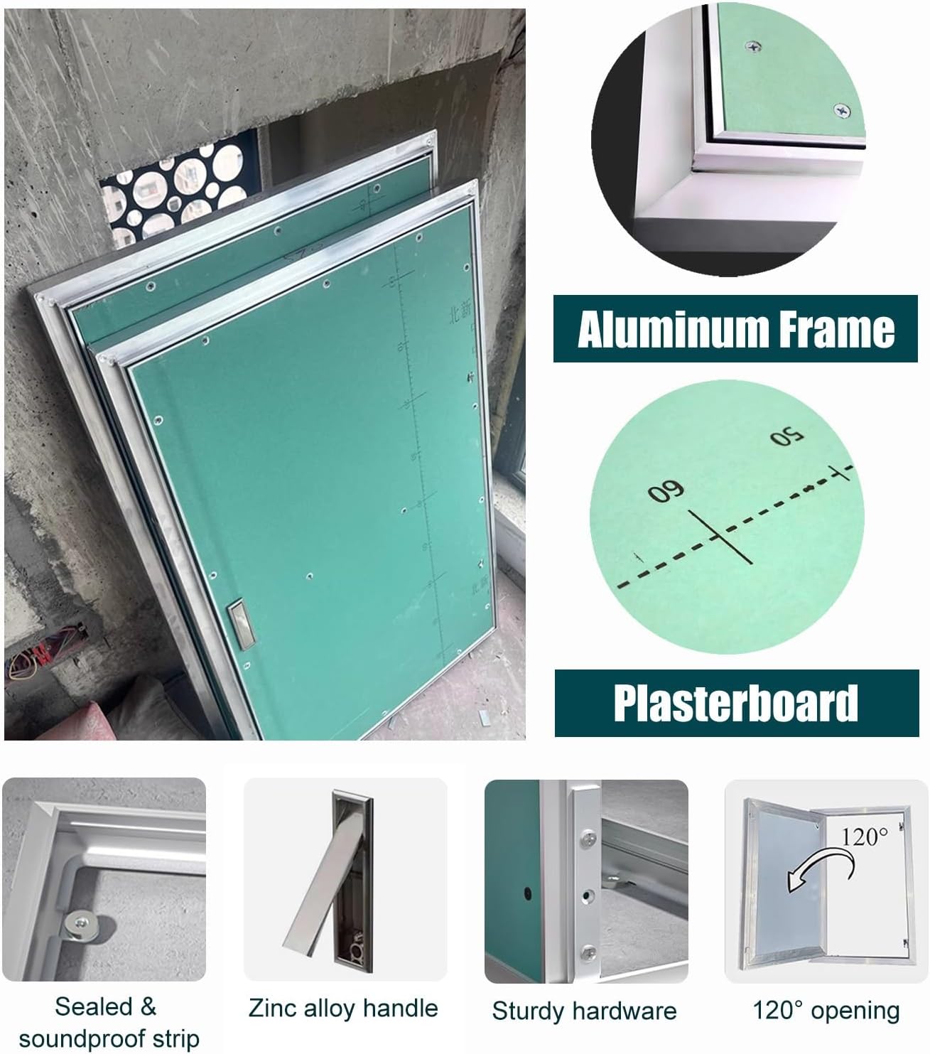 Aluminum Gypsum Board Access Hatch Door, Drywall Access Panel for Attic & Wall Cover, Interior & Exterior Use, Versatile Opening Solution, Durable & Easy Installation
