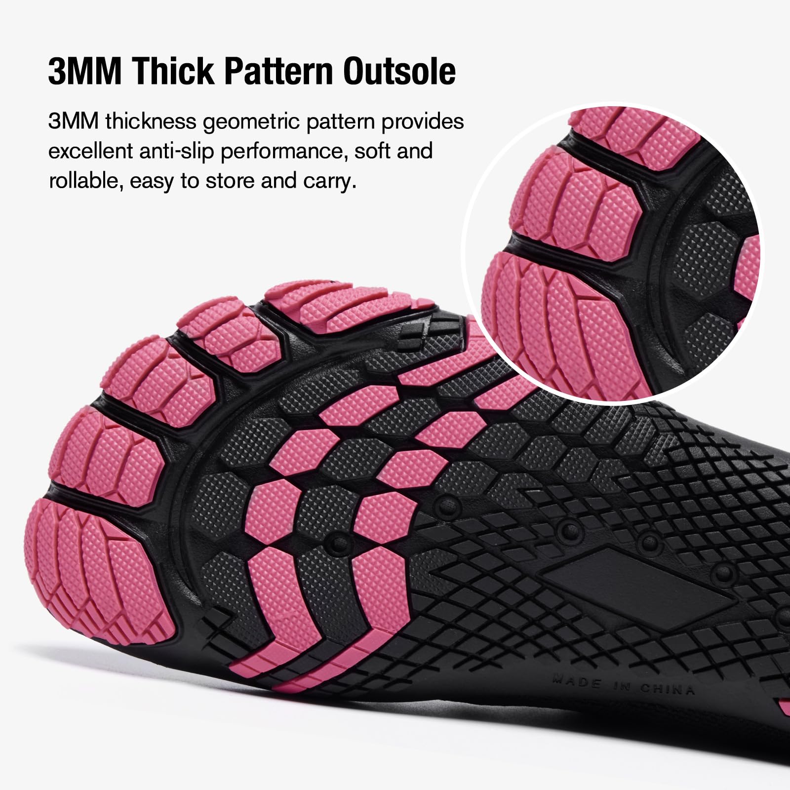 hiitave Zapatos de agua para mujer, de secado rápido, para natación, buceo, surf, deportes acuáticos, piscina, playa, caminar, yoga, negro/fucsia, 38 EU
