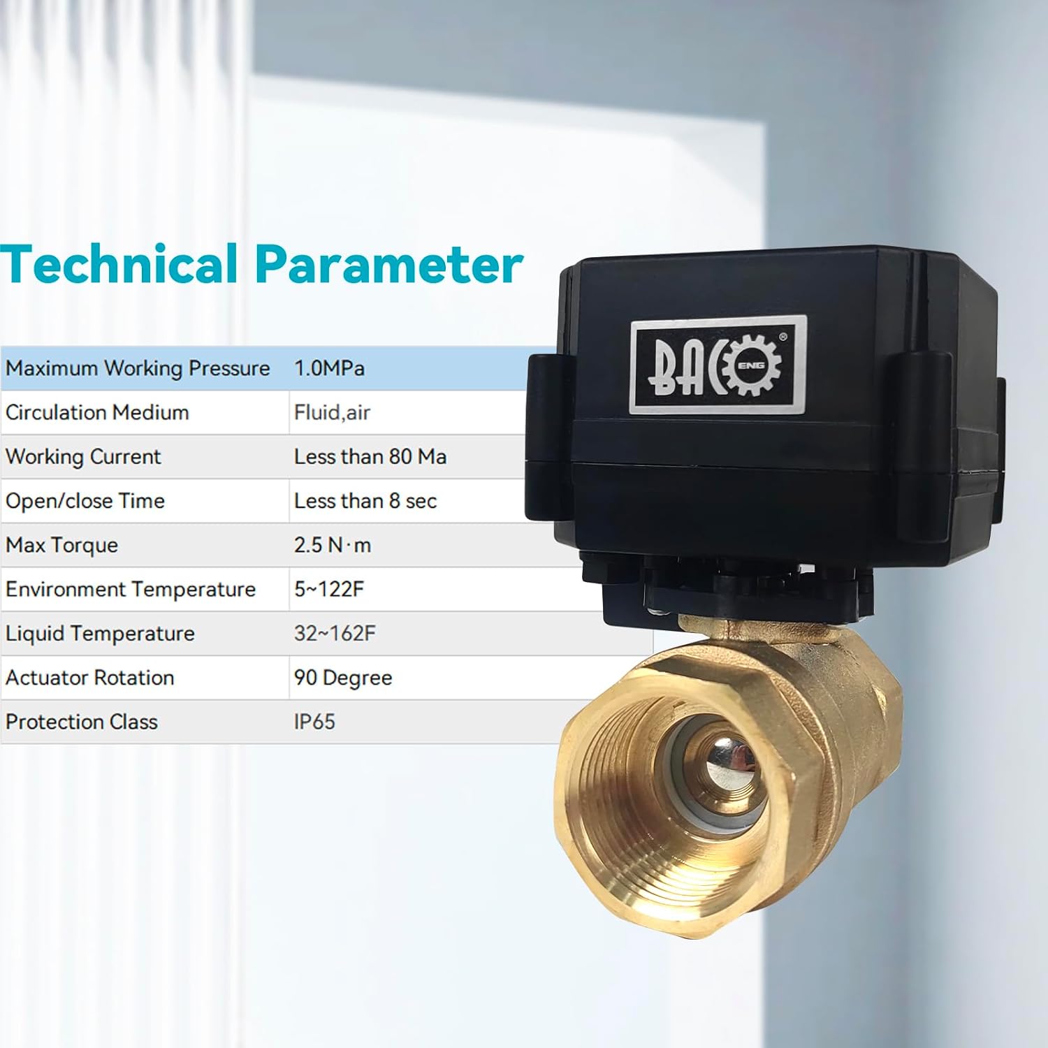 BACOENG 1" Brass Motorized Ball Valve, AC/DC 9-24V Electric Ball Valve with Full Port, 2 Wire Auto Return with Manual (Normally Closed)
