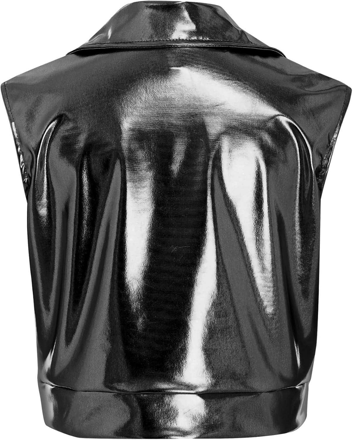 Jhaoyu Girls Zip Up Jacket Shiny Hip Hop Jazz Dance Outerwear Vest for Birthday Party