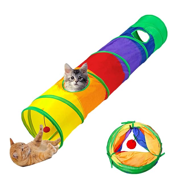 AOKUY Túneles para Gatos,Túnel de Gato3 Vías Plegable Juguete del Gato/Divertido Juego Juguete Tubo/Túnel…