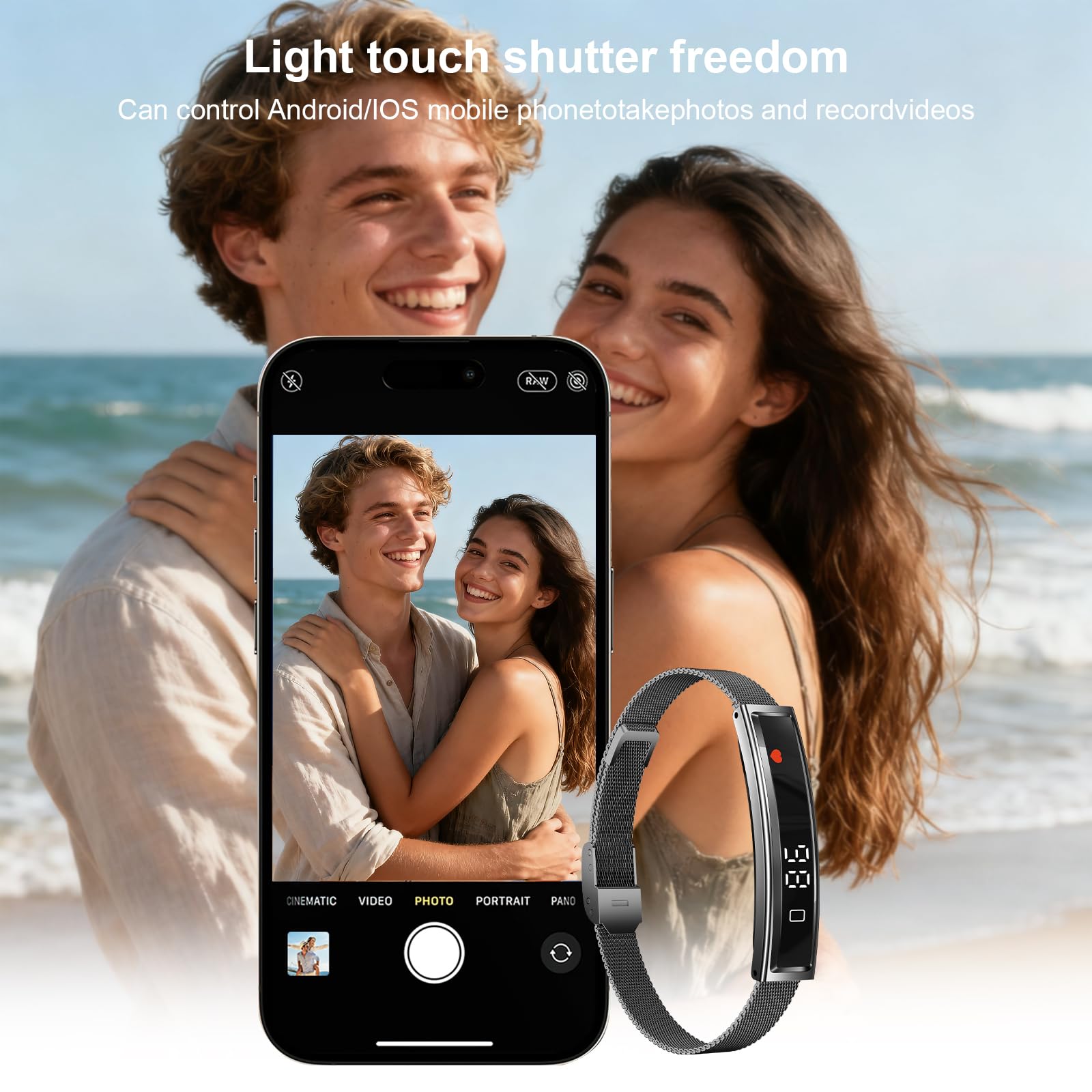 Smart Bracelet, Fitness Trackers, 5ATM Waterproof with 24/7 Heart Rate/SpO2/Sleep Tracker, Bluetooth 5.3, APP, Multi-Sport Modes for iOS & Android (Gold)