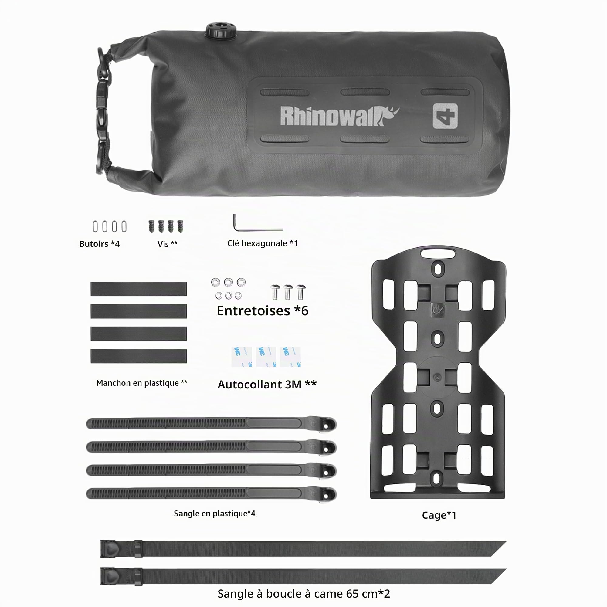 Rhinowalk Sacoche de fourche avant de vélo étanche 4/7L Sacoche de vélo Pannier à rabat supérieur pour le bikepacking