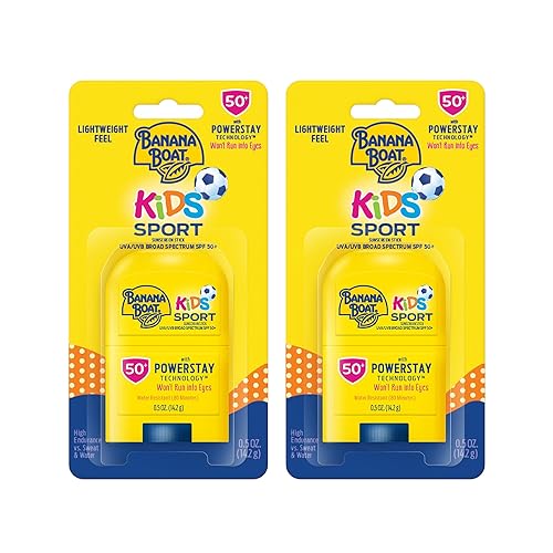 Banana Boat Kids Sport Sunscreen Stick Travel Sunscreen, SPF 50, 0.5oz, Twin Pack