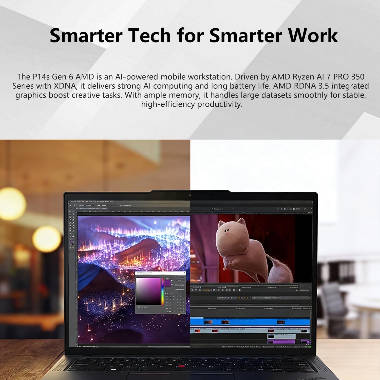 Lenovo ThinkPad P14s Mobile Workstation Business Laptop, AMD Ryzen AI 7 PRO 350, 14” FHD+ IPS Touchscreen, 32GB DDR5, 1TB SSD, Wi-Fi 7, HDMI, Windows 11 Pro, Copilot+ PC, 7-in-1 USB-C Hub Bundle