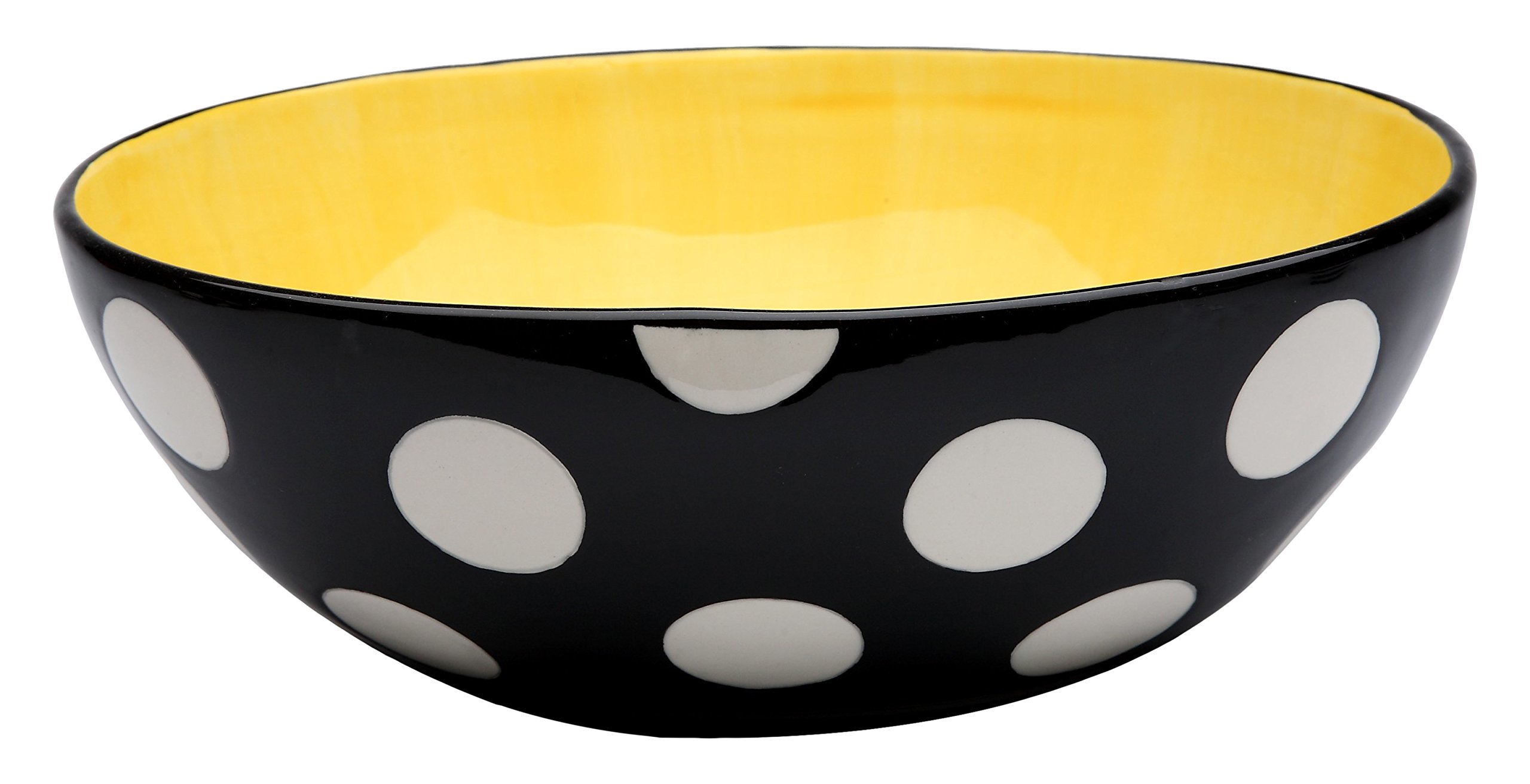 Ciotola Ovale StealStreet A Pois Gialli 25,4 Cm: Ciotola Decorativa Bianca E Nera A Forma Di Uovo. Design Unico Per Frutta, Oggetti O Centrotavola.