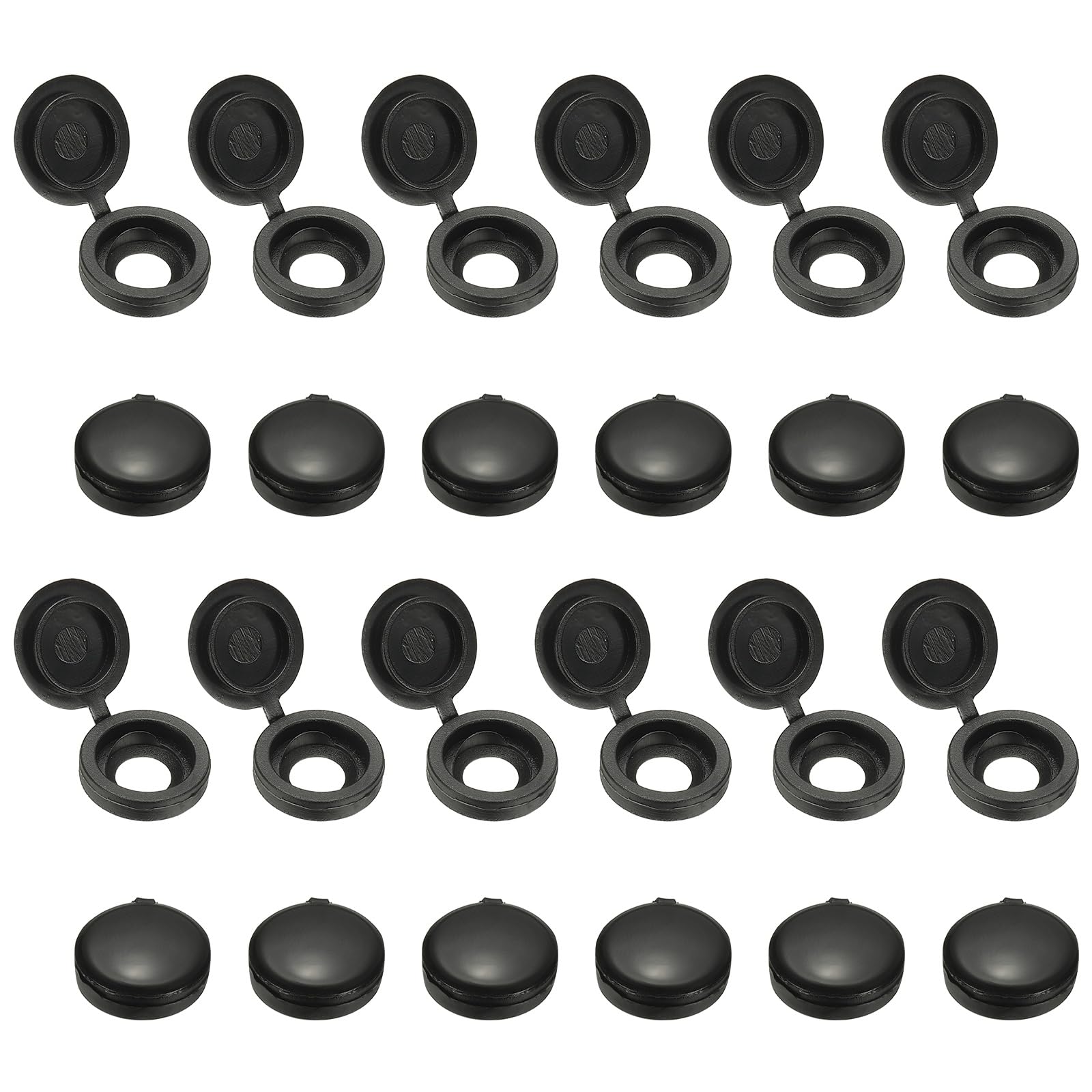 PATIKIL Hinged Screw Cover Caps, 100Pcs Plastic Screw Cap Fold Snap Covers Washer Flip for Covering Screw Heads Protection Decorative, Black