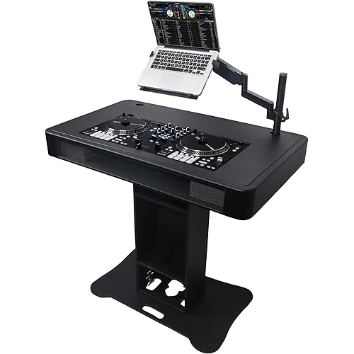 ProX XZF-DJCTBL MK2 Control Tower DJ Podium with Road Cases for Pioneer DDJ-REV7 DDJ-FLX10 XDJ-XZ RANE FOUR - Black Finish