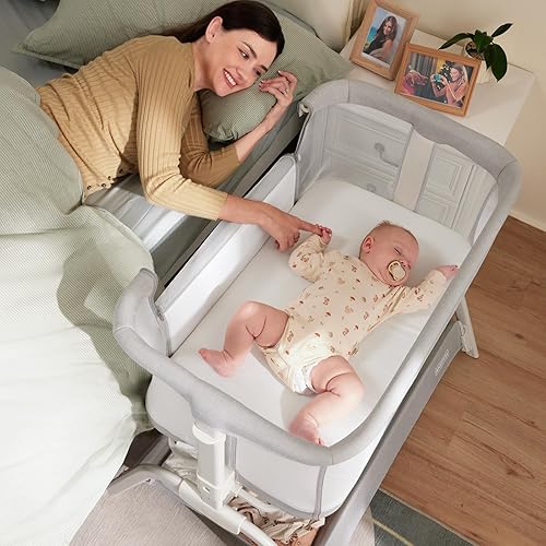 Miniatura 11 de HARPPA Moisés Acogedor, Moisés de Bebé 2 en 1 con Malla Transpirable y Colchón, 6 Alturas Ajustables, Cuna Lateral con Correa de Anclaje, Cesta de