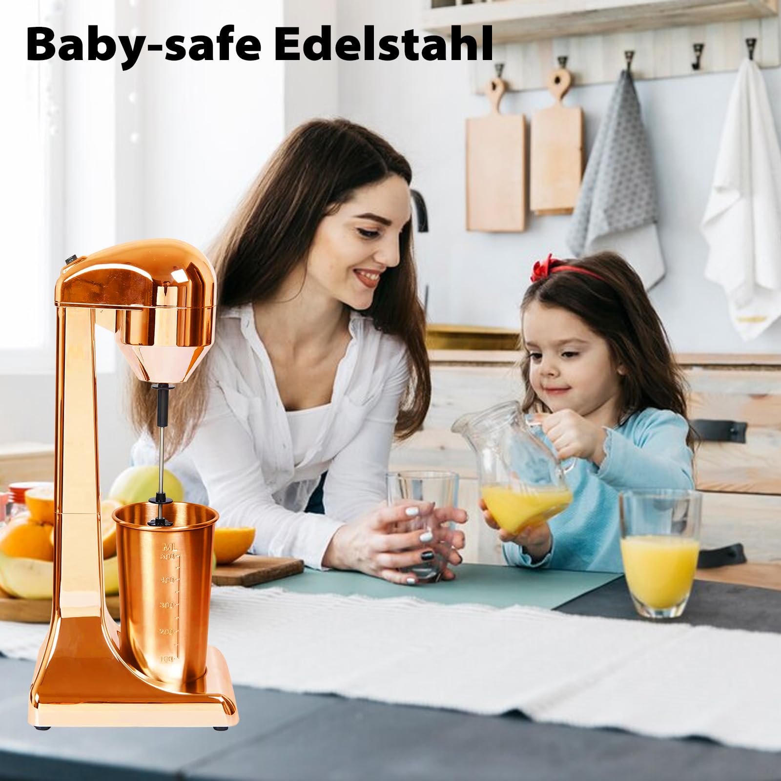 Milkshake Maker, Mixeur à boissons, avec 1 gobelet mélangeur en acier inoxydable 500 ml, 230 V/100 W, 2 vitesses de rotation réglables, gobelet en acier inoxydable, shake de lait et de protéines