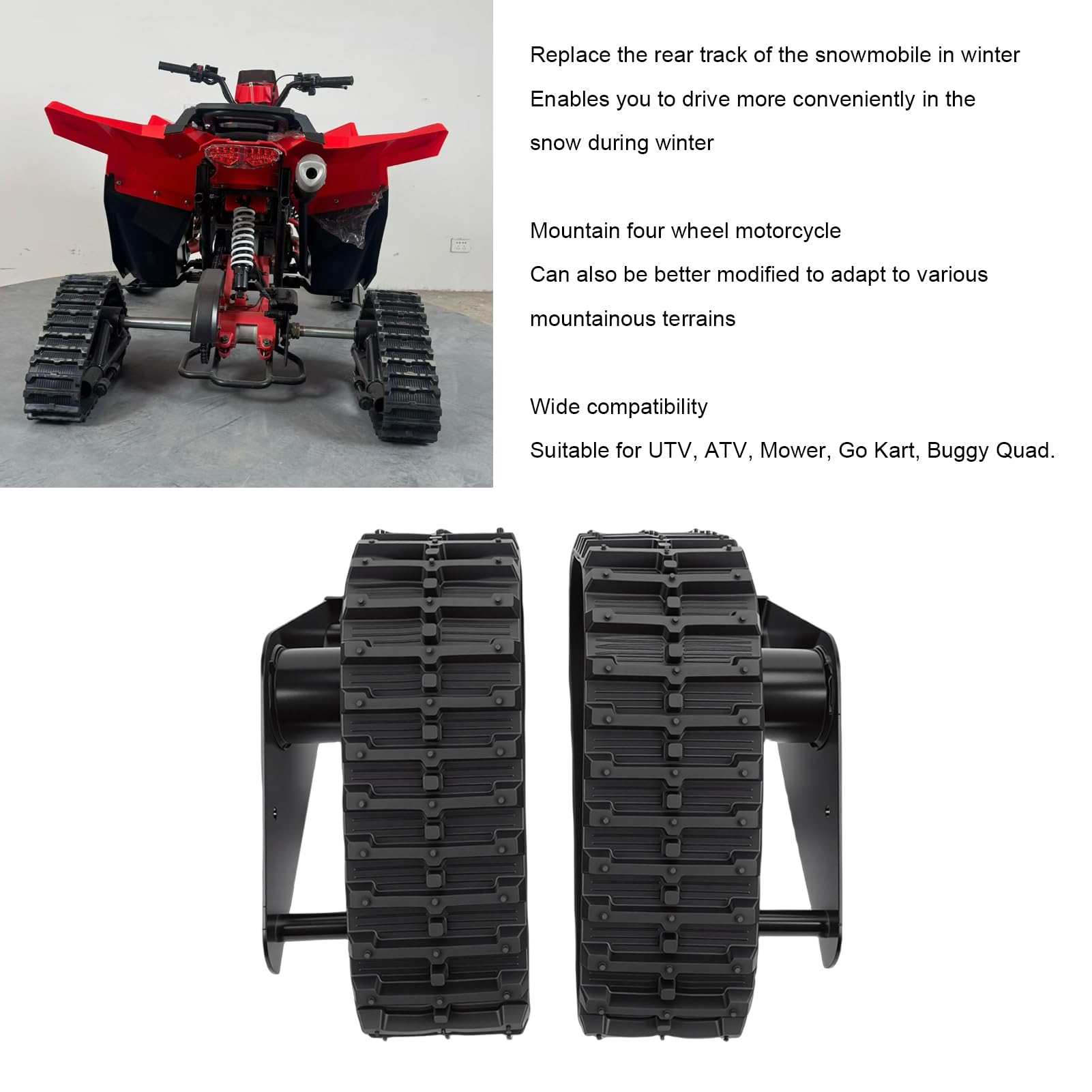 CHICIRIS Pistas de para Nieve con Rueda Trasera de Primera Calidad, Estrías de 23T para Cortacésped UTV ATV, Juego Completo Duradero