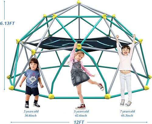 Miniatura 6 de Merax Escalador de cúpula de 12 pies, patio de juegos al aire libre, cúpula de escalada en la selva para niños de 3 a 10 años, soporta 1000 libras,