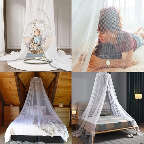 Miniatura 6 de Toldo de cama con mosquitera para niñas, cortinas de cama King con dosel tamaño matrimonial y queen desde el techo, tienda de campaña de mosquitero