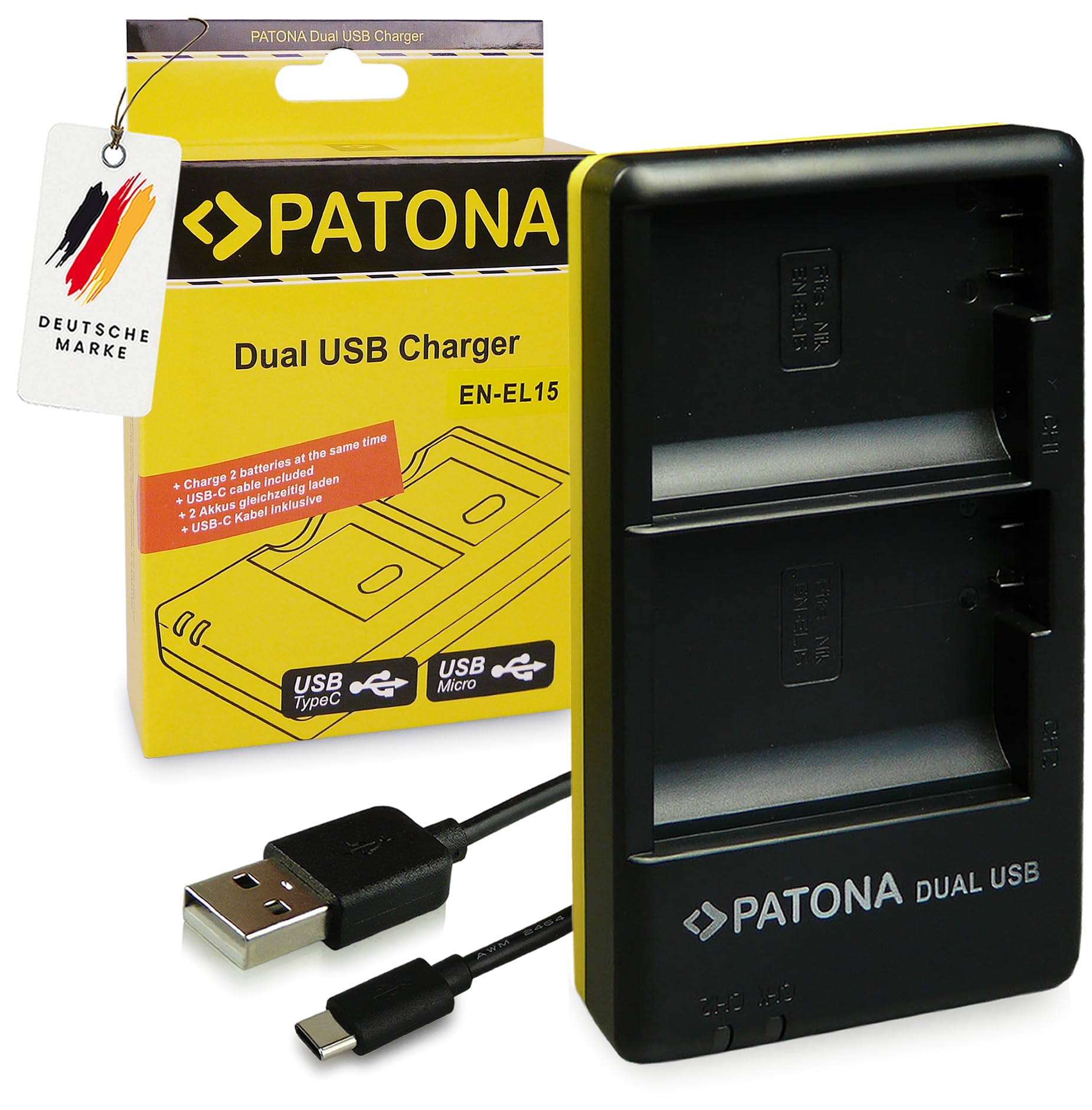 PATONA Chargeur Double Compatible avec Nikon EN-EL15 EN-EL15B EN-EL15C Batterie