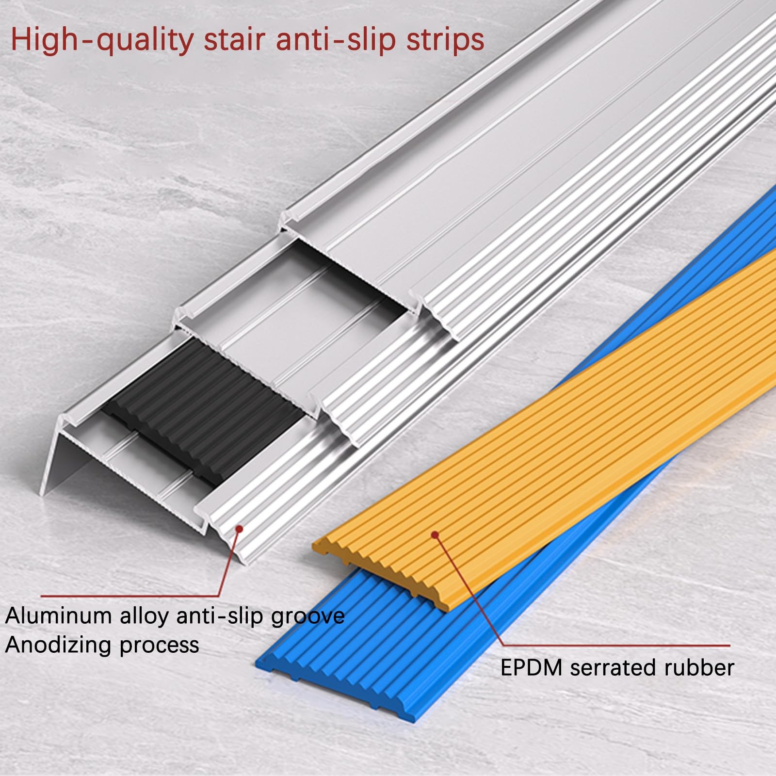 Perfil De Autoadhesivo De Borde Para Escaleras, Edge De Escaleras | Aluminio | Plata, Tiras Antideslizantes Para Peldaños Esquina Cantos Protector Nariz De Escalera De Caucho(Negro,1mx2.1cmx5.5cm)
