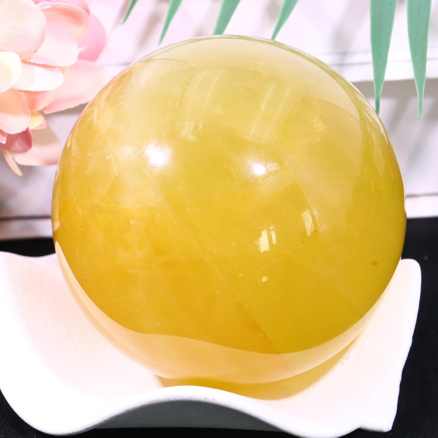 Yellow Crystal Ball Rough Stone Polished Seven Star Array Home Office Decoration Ornaments Crystal Crafts,Yellow,60~65mm