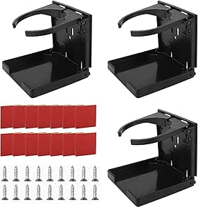 3 PCS Adjustable Folding Drink Holder, Universal Folding Car Cup Drink Holders Automotive Cup Holders with Screws and Tapes for Car Truck RVs Yacht Caravan