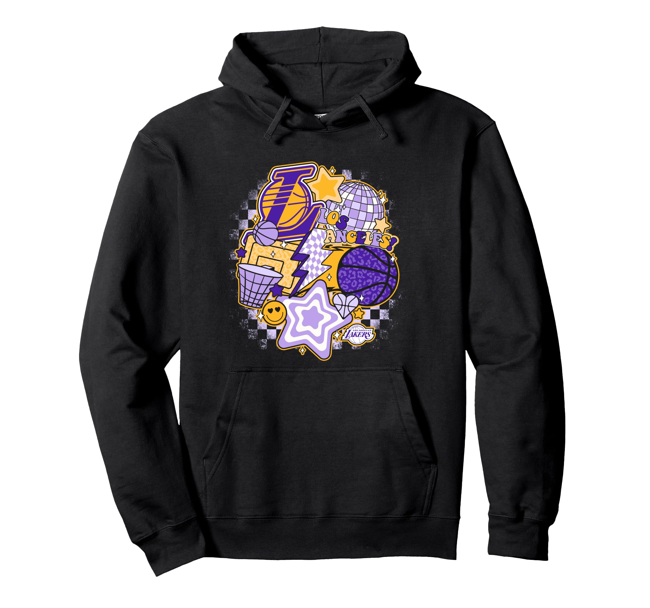 NBA Los Angeles Lakers Psychedelic Basketball Collage Pullover Hoodie