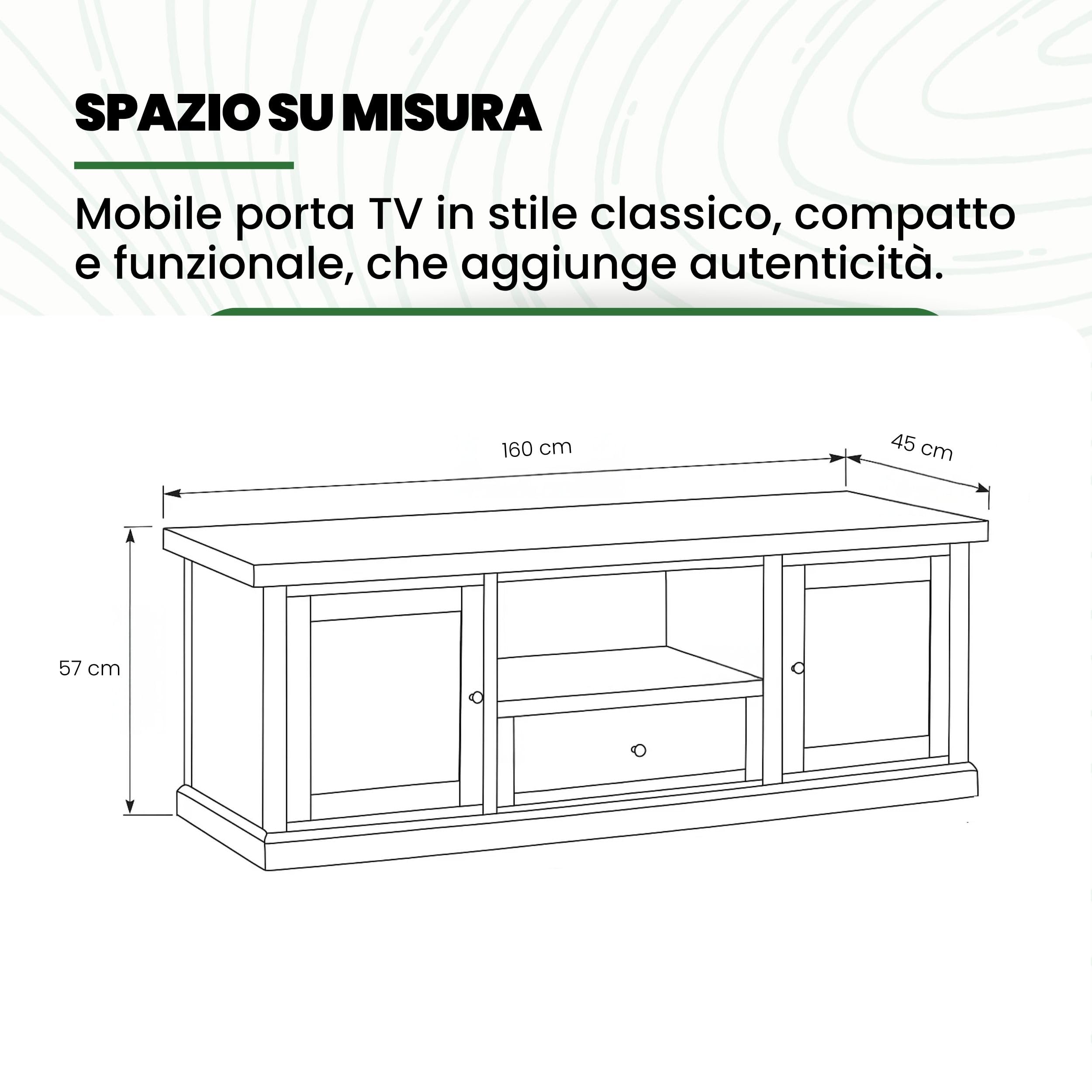 Mobili Italo Design TV Cabina 2 Porte 1 Compartmento - Dettaglio