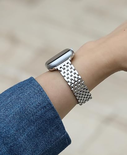 Miniatura 3 de Correas finas y femeninas para Apple Watch 10 Se 9 8 7 6 5 4 3 2 1, correas de reloj de metal elegantes para mujer para Apple Watch de 1.654 in,