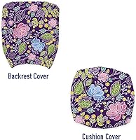 Vista 3 de Ambesonne Funda para silla de oficina floral, flores y hojas temáticas naturales con bayas amarillas, arte botánico protector, funda protectora