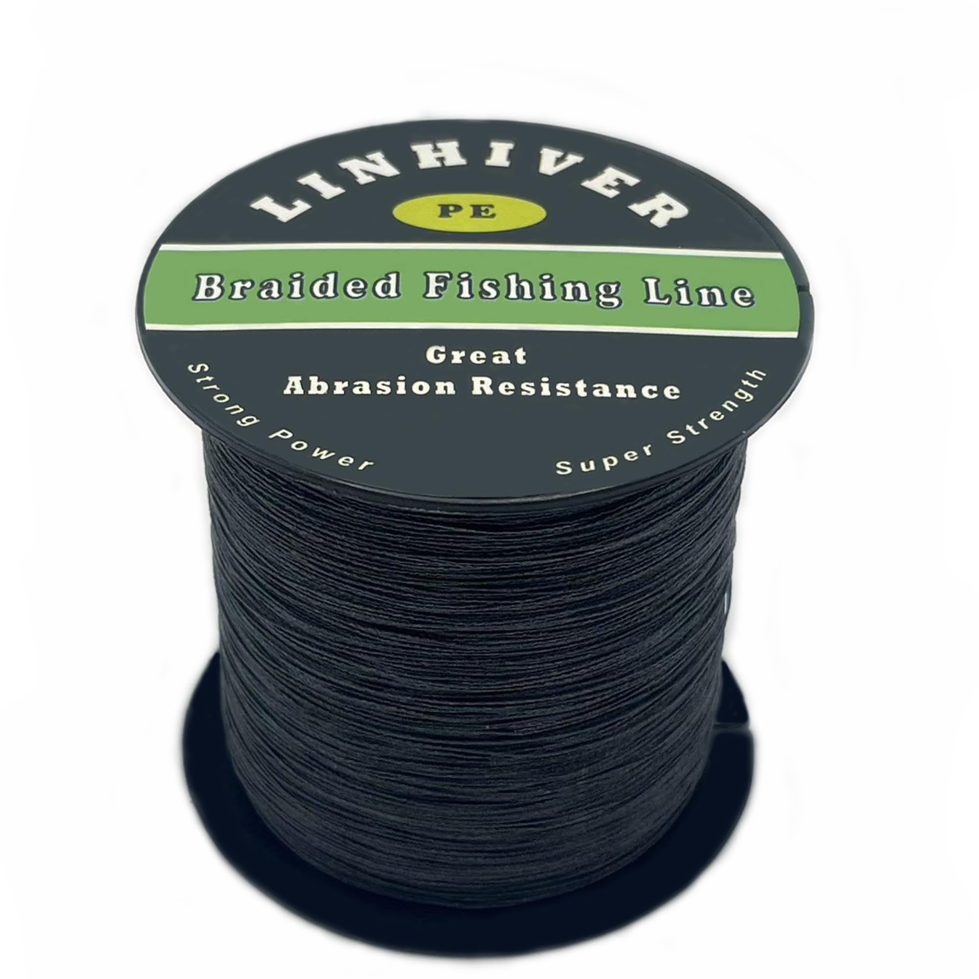 LinHiver Braided Fishing Line, Strong Power, Great Abrasion Resistance, Thin Diameter, No Stretch, Low Memory and High Sensitivity(328Yds, 50LB, 4 Strands, Black)