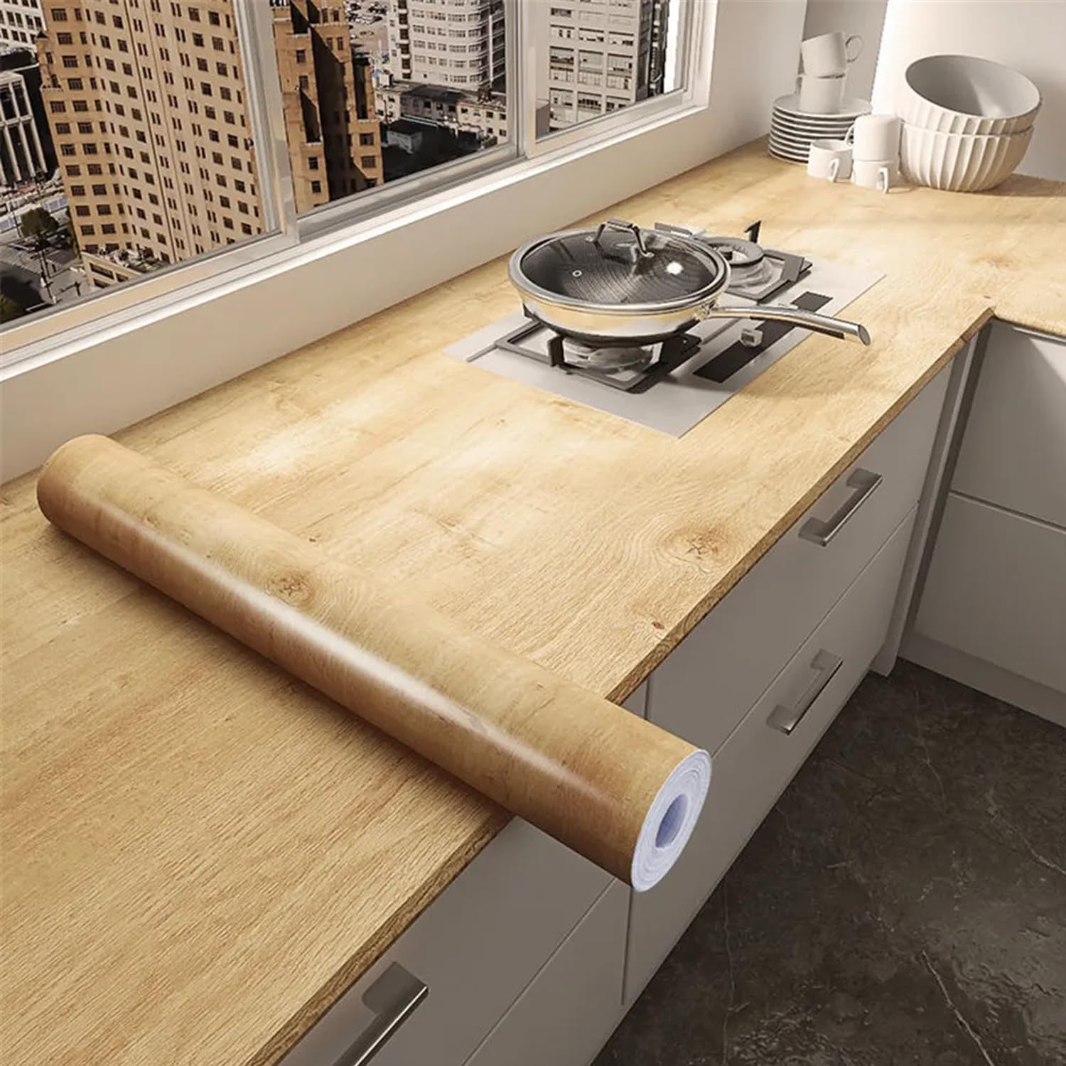 Classic Wood Grain Style Peel and Stick Wallpaper Vinyl W40 cm * L10 m Waterproof Self Adhesive Fire Resistance For Decorative Kitchen Bathroom Bedroom Cabinets Backsplash Wall Countertop