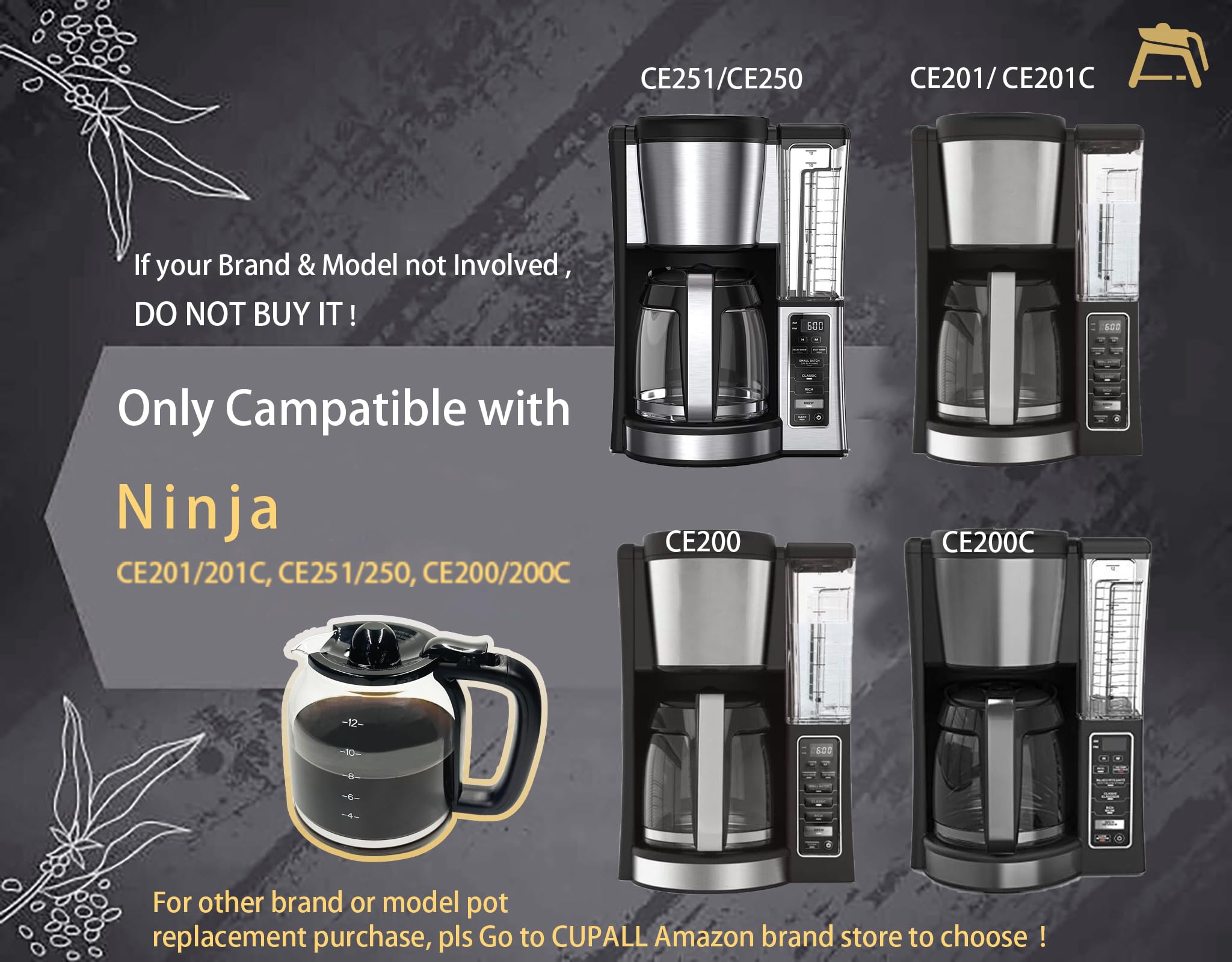 IkeTeamSparcoValosa　7J-165H112 +50セット Amazon.com: 12 Cups Coffee Maker Carafe Replacement for Ninja, 20