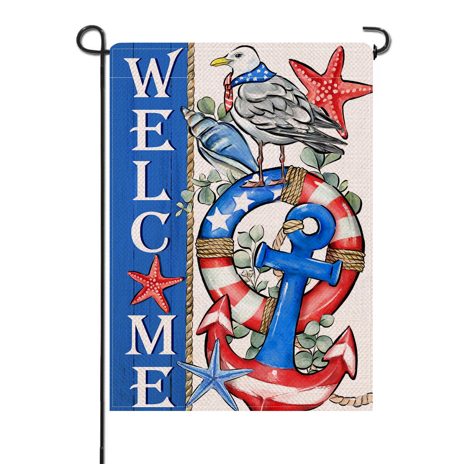 Artofy Gartenflagge Patriotisch – 32,5 X 45,7 Cm, Wetterfest, Mit Anker & Möwe, Für 4th Of July
