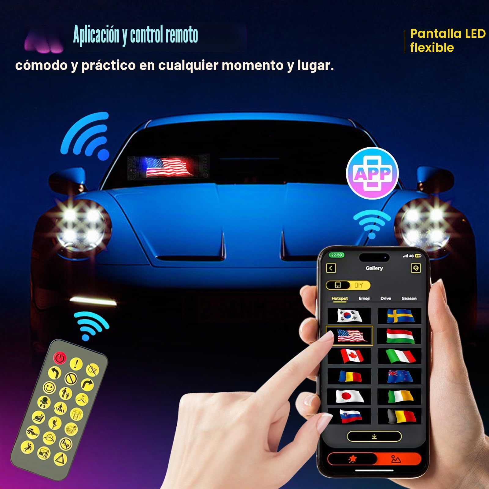 Ojos LED para Camiones, Luz de Ojos de Diablo para Coches, Pantalla Flexible Grande Programable para Coches, Camiones, Tiendas, Diseño LED Dinámico DIY (2uds 12x59.5cm)