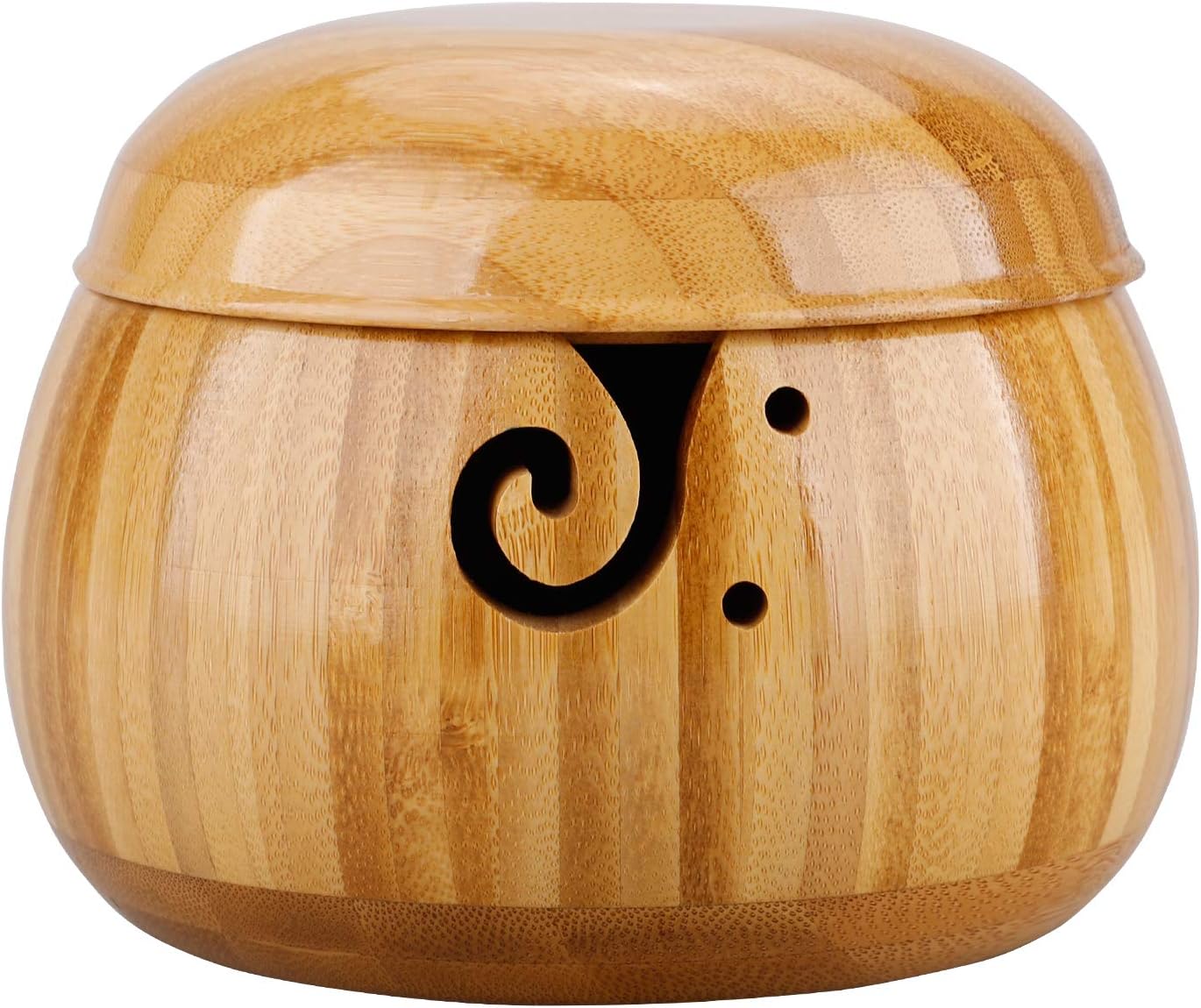BFYDOAA Wooden Yarn Bowl Large,Yarn Storage Wooden Yarn Bowl Holder Rosewood,Knitting Wool Storage Basket Round with Holes Handmade Craft Crochet Kit Organizer