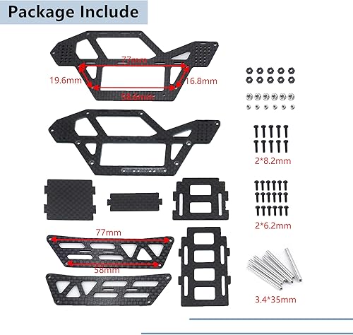 Miniatura 4 de Chasis de fibra de carbono RC con marco de jaula enrollable para automóvil SCX24 de 124 RC Crawler Car SCX24 Actualizaciones de cuerpo AXI0001