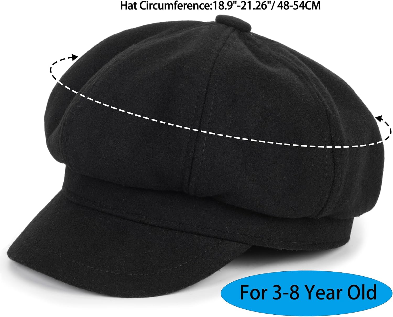 Kids-Girls-Wool-Newsboy Cap - Vintage Winter Outdoor-Boys-Beret Cabbie Hat-Octagonal Toddler Painter Cap for 3-8 Years - Image 2