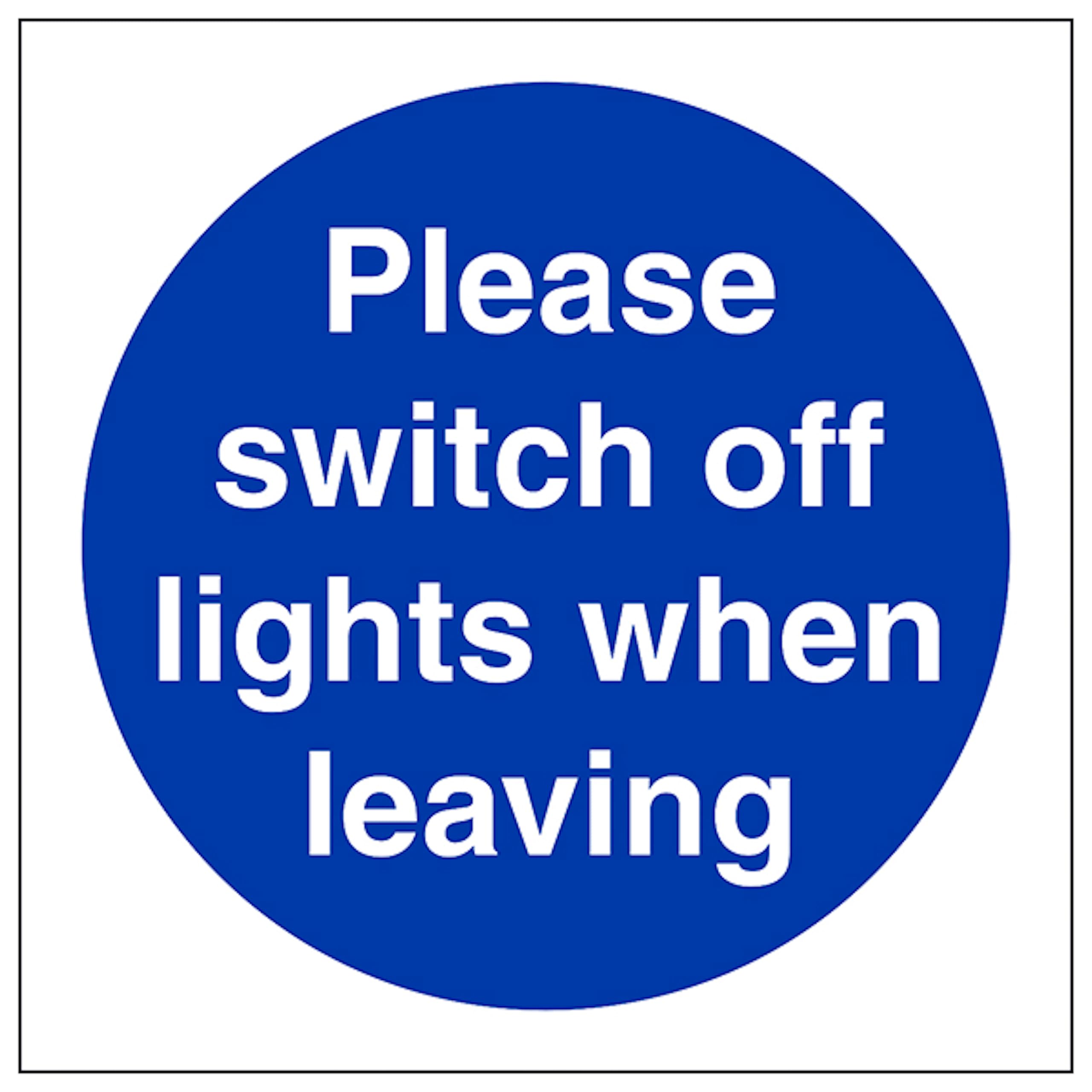 V Safety Please Switch Off Lights 100 x 100 mm - 3mm Brushed Aluminium Composite Safety Sign