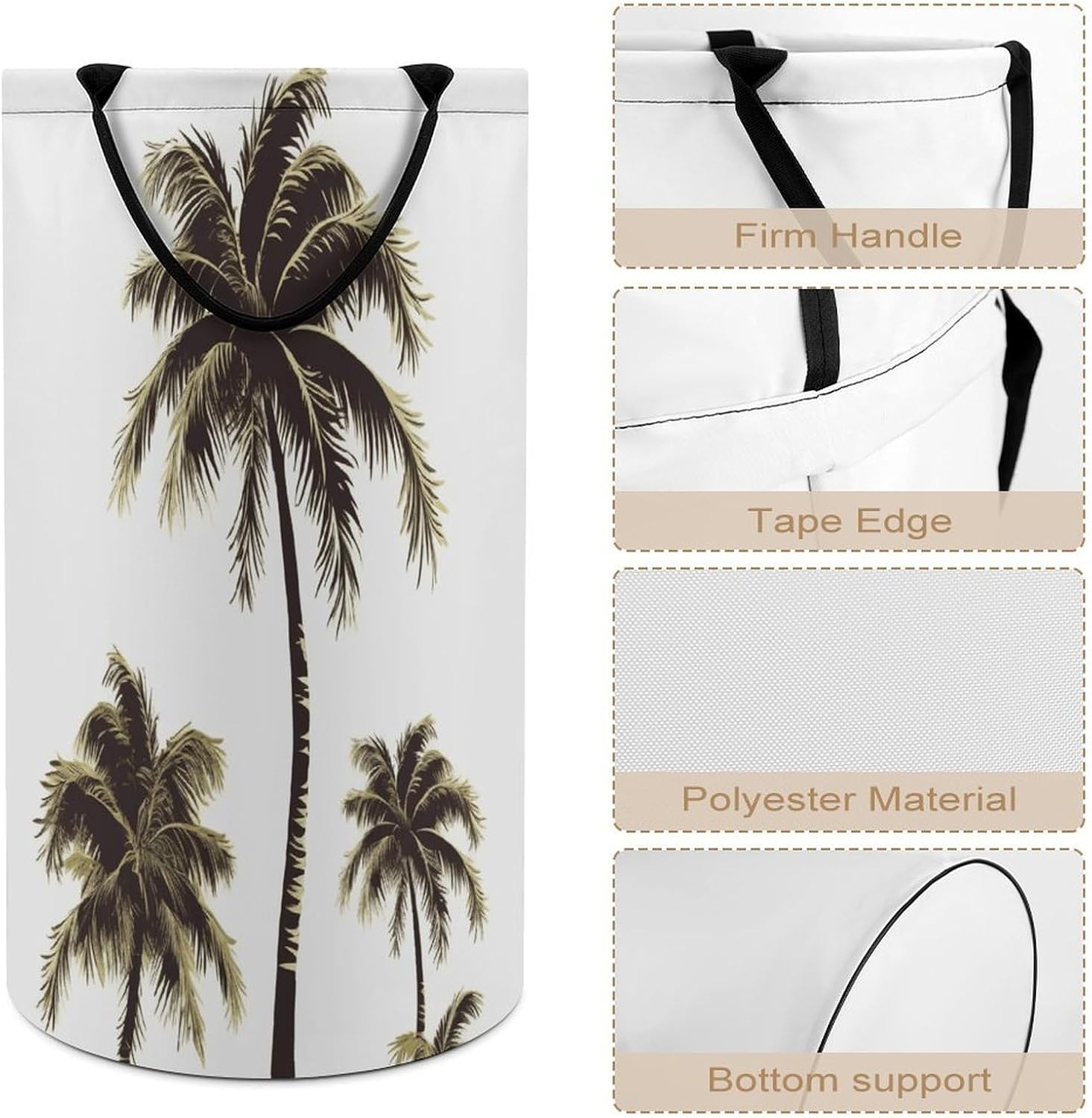 Palm Tree Large Capacity Laundry Baskets,Collapsible Clothes Hamper with Handles，Laundry Hampers for Bathroom,Bedroom,Towels