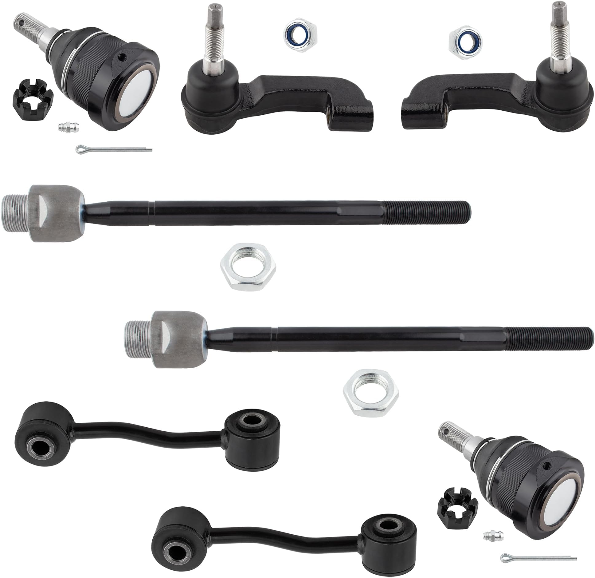 8pcs Front Suspension Kit Inner Outer Tie Rod End Sway Bar End Link Lower Ball Joint Replacement For 2002-2005 For Jeep Liberty EV800407 K80767 K7391 ES3536 ES3535