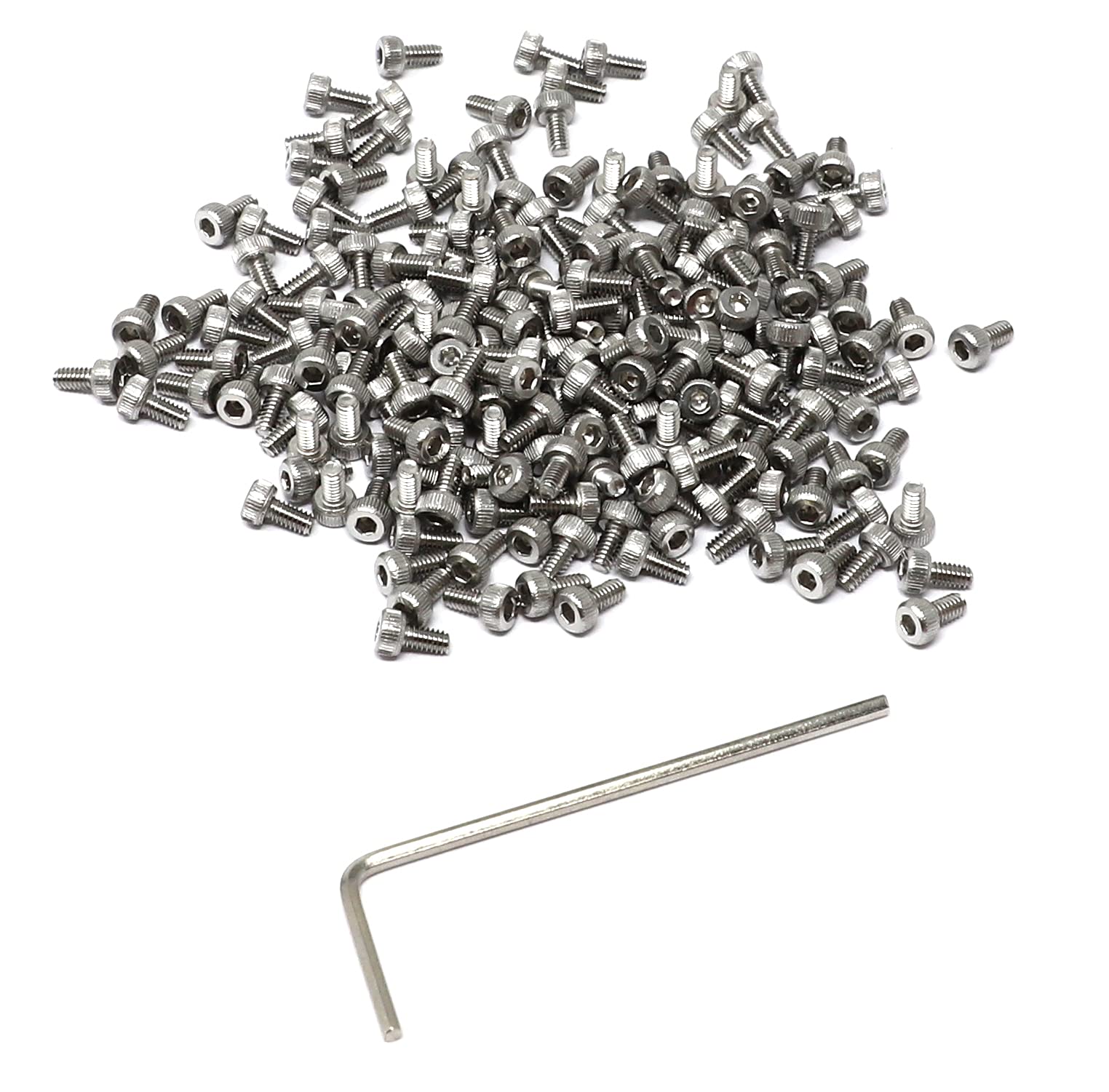 iexcell 100 Pcs M2 x 4mm Thread Pitch 0.4 mm Stainless Steel 304 Hex Socket Head Cap Screws Bolts Kit
