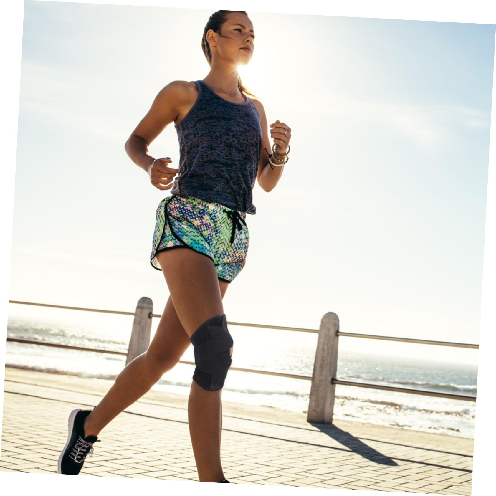 Ipetboom Elastic Knee Brace Breathable Knee Wrap Portable Protective Cover for Climbing Running Basketball Comfortable Support for Active Men