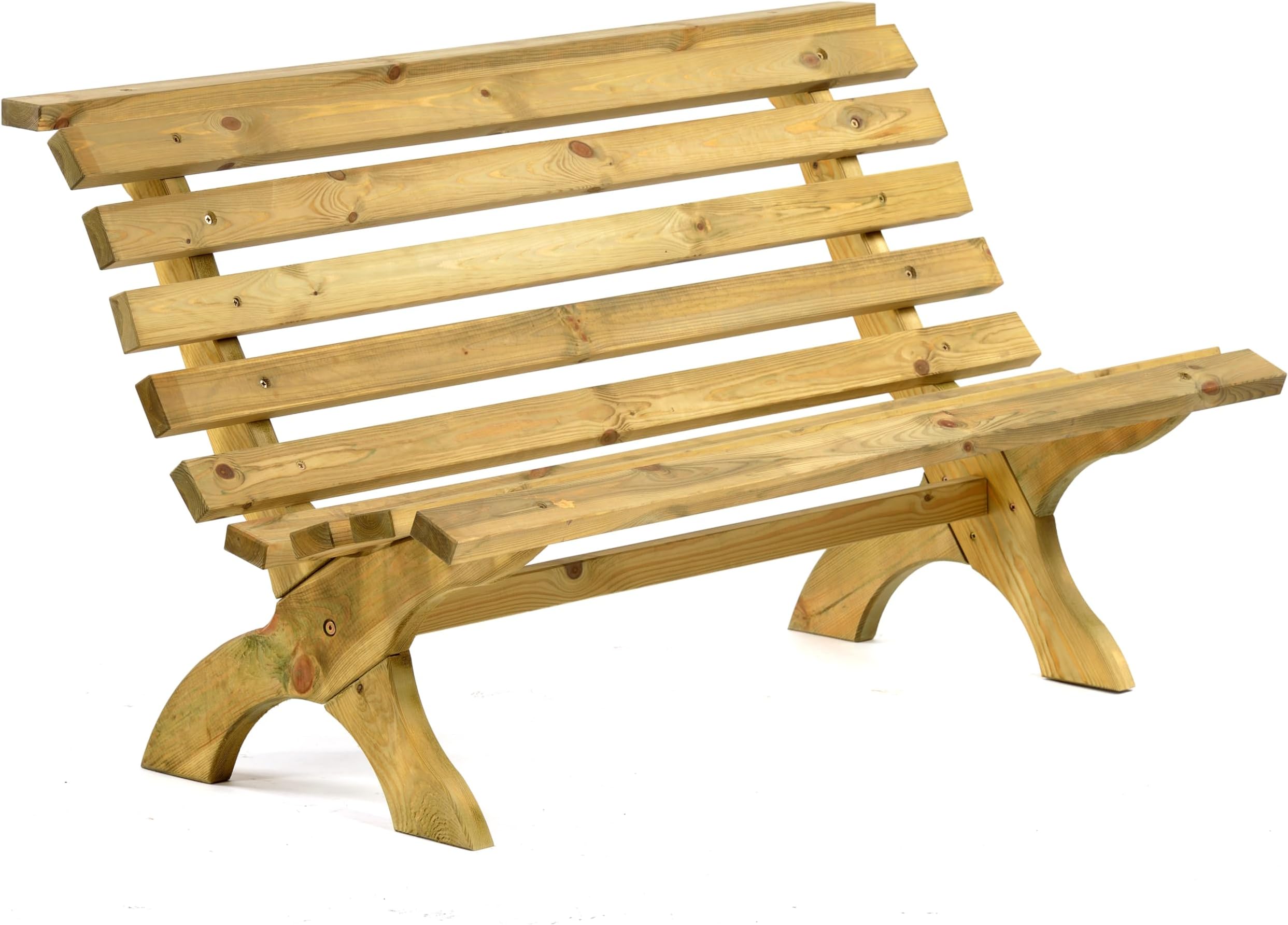 Lilly 3 Seat 150cm Garden Bench - Ergonomic Wood Outdoor Patio Furniture - Durable Green Natural Pine Design with Dip Treated Timbers