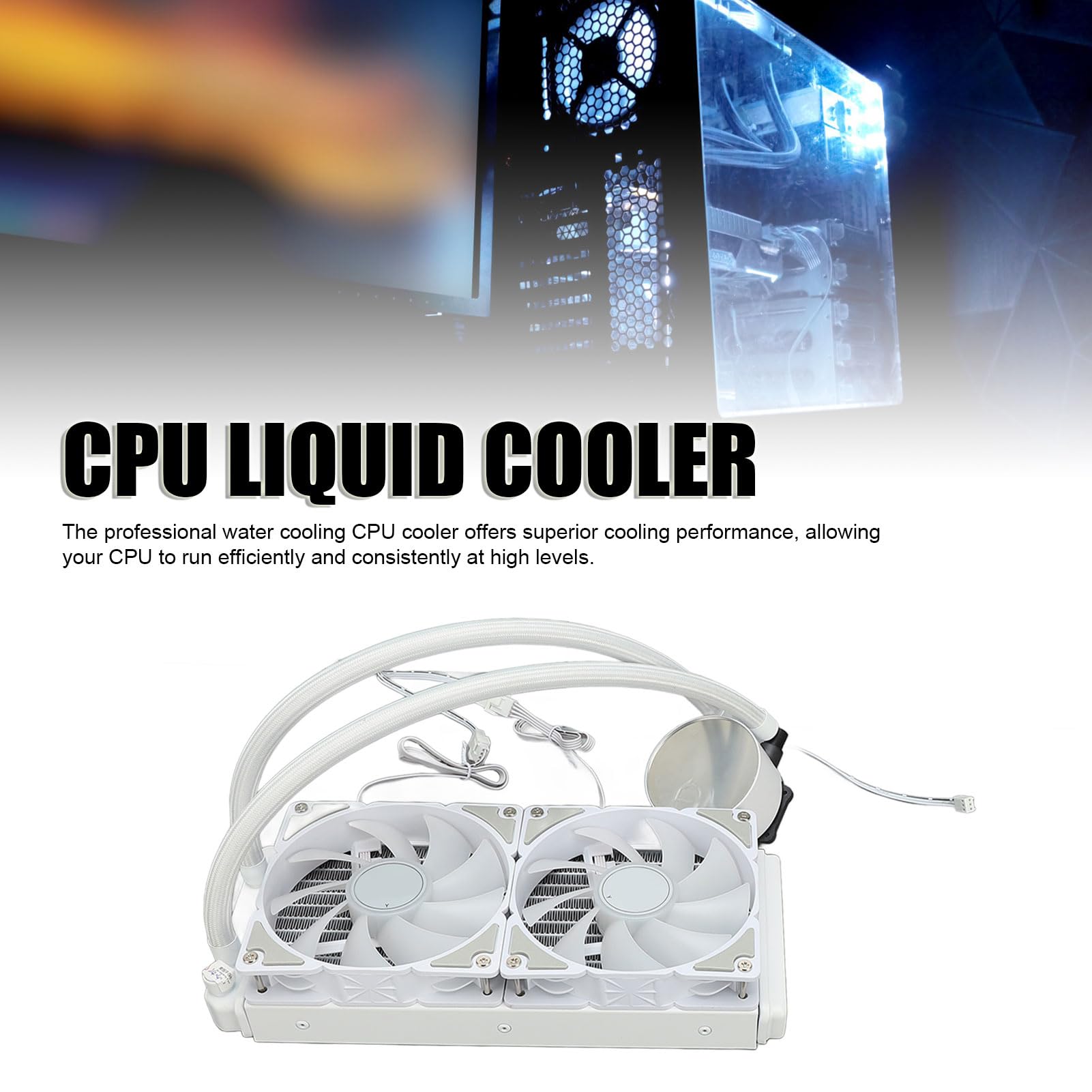 Chłodzenie Wodne Wentylator Chłodnicy Procesora RGB, Wysokowydajny Aluminiowy Cichy Podwójny Wentylator Chłodzący Ciecz, Oświetlenie LED, Przyjazny dla Użytkownika, do Komputera