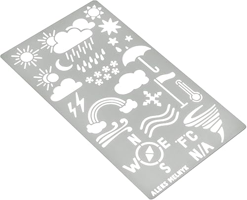 Miniatura 2 de Aleks Melnyk # 14 Plantilla de diario de metal, pronóstico del tiempo, gota de lluvia, paraguas, plantilla de acero inoxidable, 1 unidad, plantilla