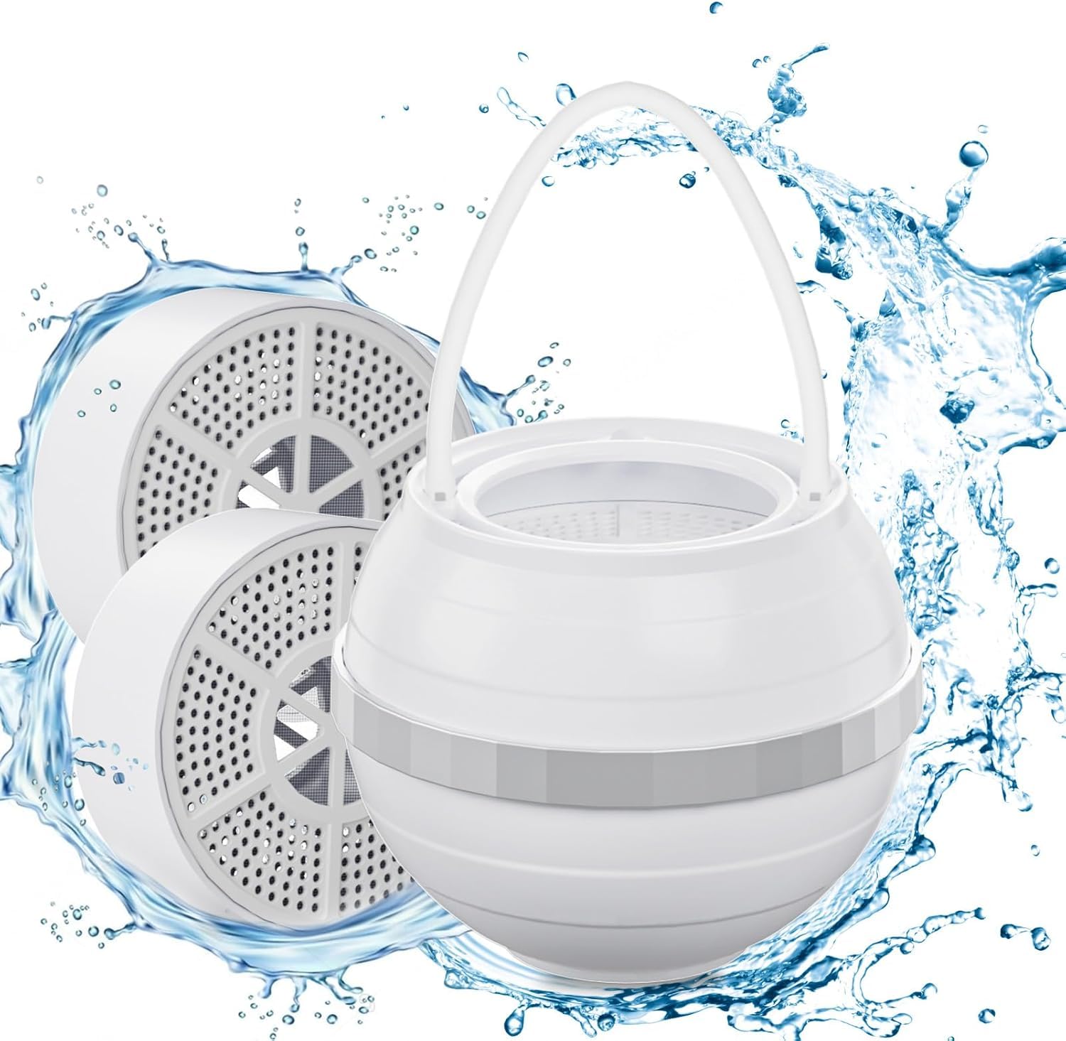 Bath Water Filter for Tub, with 2 Filters Cartridge - 10 Stages Bath Filter Reduces Chlorine & Heavy Metals Improve Water Quality to Softer, Smoother Skin,BPA Free - 2,500 Gallons of Filtration