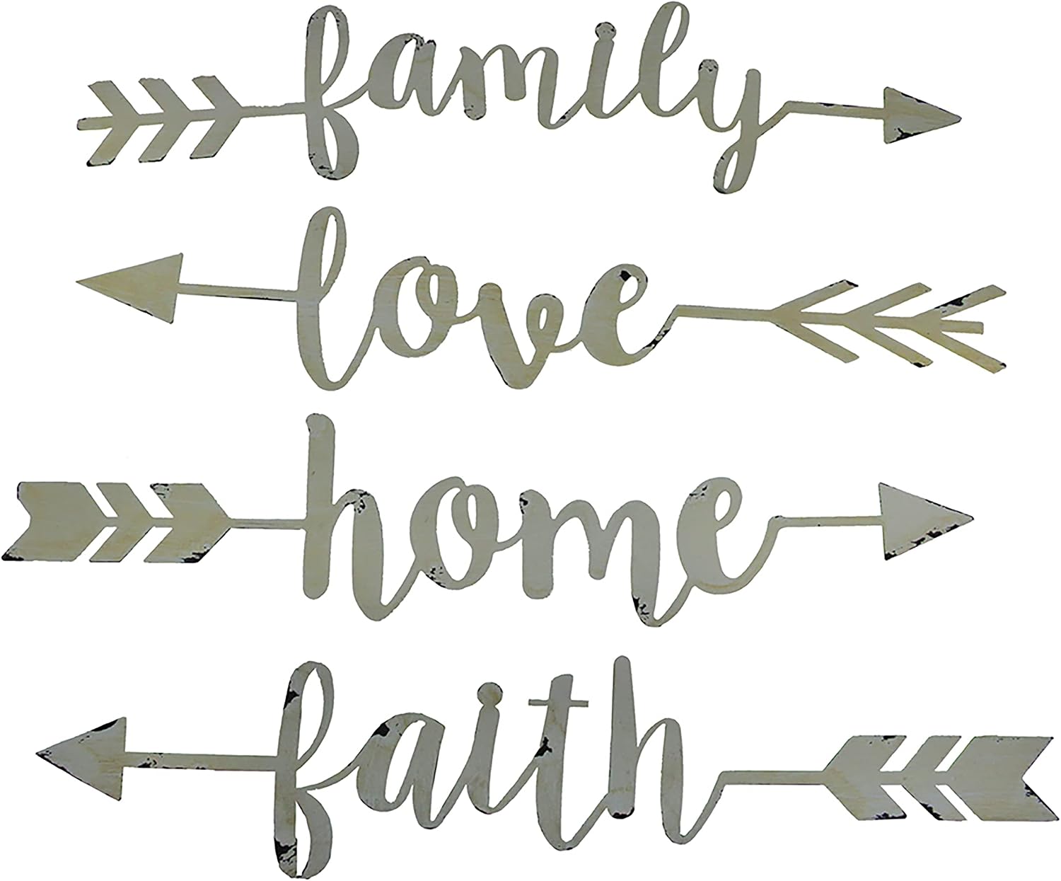 Zeckos Shabby Chic Family Love Home and Faith 4 Piece Wall Arrow Set